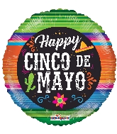 18" Happy Cinco De Mayo Sarape Foil Balloon (Spanish)