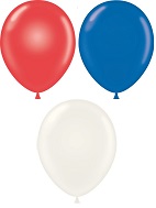17" Crystal Red, White & Blue Tuftex Latex Balloons (50 Per Bag)
