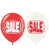 17" Sale Crystal Red/Wht Printed Latex Balloons 50 Per Bag Brand Tuftex