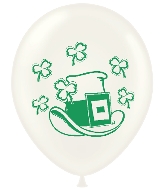 11" St Patricks's Day Hat & Shamrock Latex Balloons 100 CT Brand Tuftex