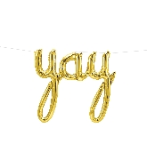 45" Airfill Only Yay Script - Gold Script Word Foil Balloon