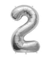 34" Northstar Brand Packaged Number 2 - Silver Foil Balloon