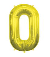 34" Northstar Brand Packaged Number 0 - Gold Foil Balloon