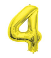 34" Northstar Brand Packaged Number 4 - Gold Foil Balloon