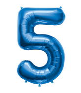 34" Northstar Brand Packaged Number 5 - Blue Foil Balloon