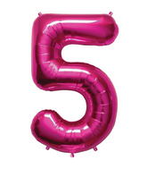 34" Northstar Brand Packaged Number 5 - Magenta Foil Balloon