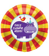 18" Foil Balloon Hippo Birdie Feliz Cumpleaños (Spanish)