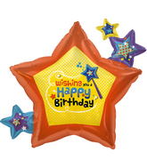 26" Foil Balloon Wishing You Birthday Stars