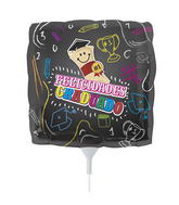 9" Airfill Only Spanish Grad Scroll Black Foil Balloon