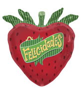 28" Foil Balloon Felicidades Strawberry (Spanish)