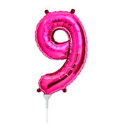 16" Airfill Only Self Sealing Number 9 - Magenta Foil Balloon