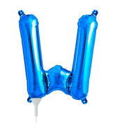 16" Airfill Only Self Sealing 16" Letter W - Blue Foil Balloon