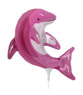 14" Airfill Only Self Sealing Pink Dolphin Foil Balloon