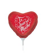 9" Airfill Only Foil Balloon Classic Te Quiero Mucho (Spanish)