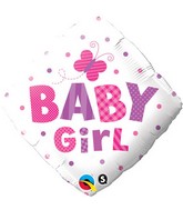 18" Baby Girl Dots Butterfly Mylar Balloon