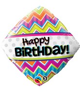 18" Birthday Chevron Patterns Mylar Balloon
