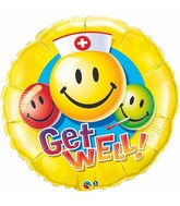 36" Get Well Smiley Faces Mylar Balloon