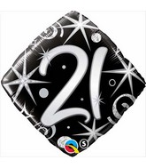 18" Number 21 Elegant Sparkles and Swirls Balloon