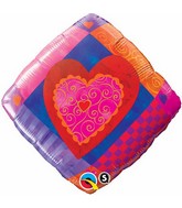 18" Heart Accent Patterns Packaged Balloon