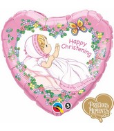 18" Happy Christening Girl Precious Moments Foil Balloon
