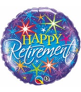 18" Retirement Colourful Bursts Packaged Mylar Balloon