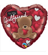 18" To My Girlfriend Bear Mylar Balloon