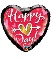 18" Happy Heart Day Qualatex Balloon