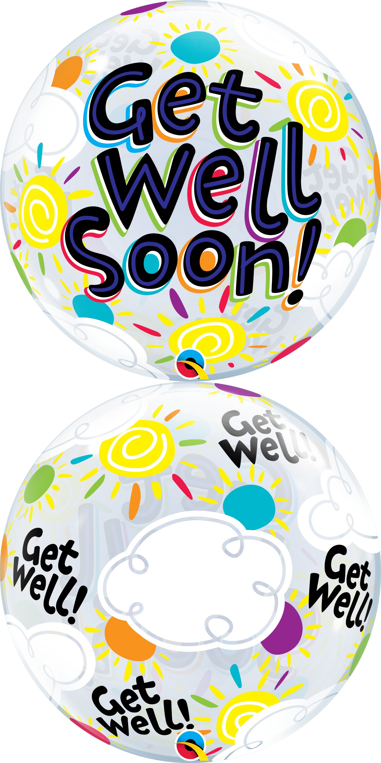 22" Single Bubble Get Well Soon Sunny Day | Bargain Balloons - Mylar