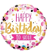 18" Happy Birthday To You Pink & Gold Foil Balloon