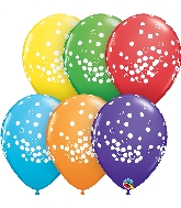 11" Bright Rainbow 50 Count Confetti Latex Balloons