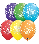 11" 50CT Bonne Fete Confettis Et Pois Latex Balloons