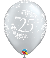 11" Silver 50 Count Bon 25 Damas Latex Balloons