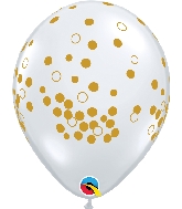 11" Diamond Clear Gold Confetti Dots Latex Balloons