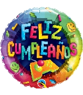18" Feliz Cumpleaños Videogame Foil Balloon (Spanish)