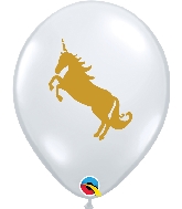 11" Golden Unicorn Latex Balloons Diamond Clear (50 Count)