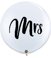 36" White Mrs Latex Balloons 2 Per Bag