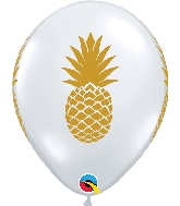 11" Golden Pineapple Latex Balloons Diamond Clear