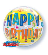 22" Single Bubble Birthday Fun And Yellow Bands Balloon