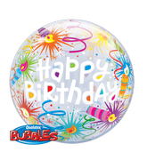 22" Single Bubble Birthday Lit Candles Balloon
