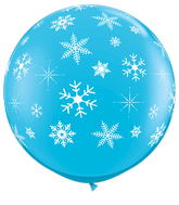 36" Robin's Egg Blue Snowflakes Latex Balloon