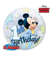 22" Mickey Mouse 1st Birthday Bubble Balloons