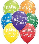 11" Happy Birthday to You Music Notes Carnival (50 Per Bag) Latex Balloons