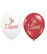 11 Je t’aime Script rouge rubis et blanc (50/sac) Latex Balloons
