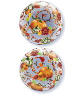 22" Autumn Floral & Pumpkins Plastic Bubble Balloons