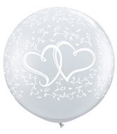 36" Entwined Hearts Diamond Clear (2 Count) Latex Balloons