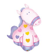 14" Airfill Soft Pony Pink Shape Balloon