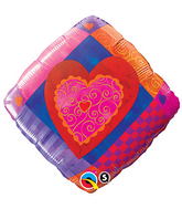18" Heart Accent Patterns Foil Balloon