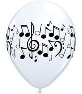 11" Music Notes White (50 ct.) Latex Balloons