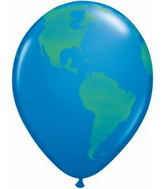 11" Planet Globe Earth World Latex Balloons