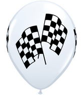 11" Racing Flags White (50 Per Bag) Latex Balloons